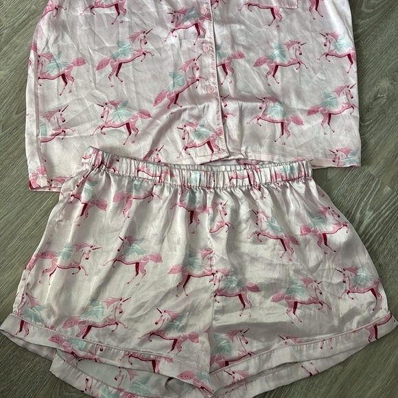 Pink Unicorn Print Women's Pajama Set - Picture 3 of 6